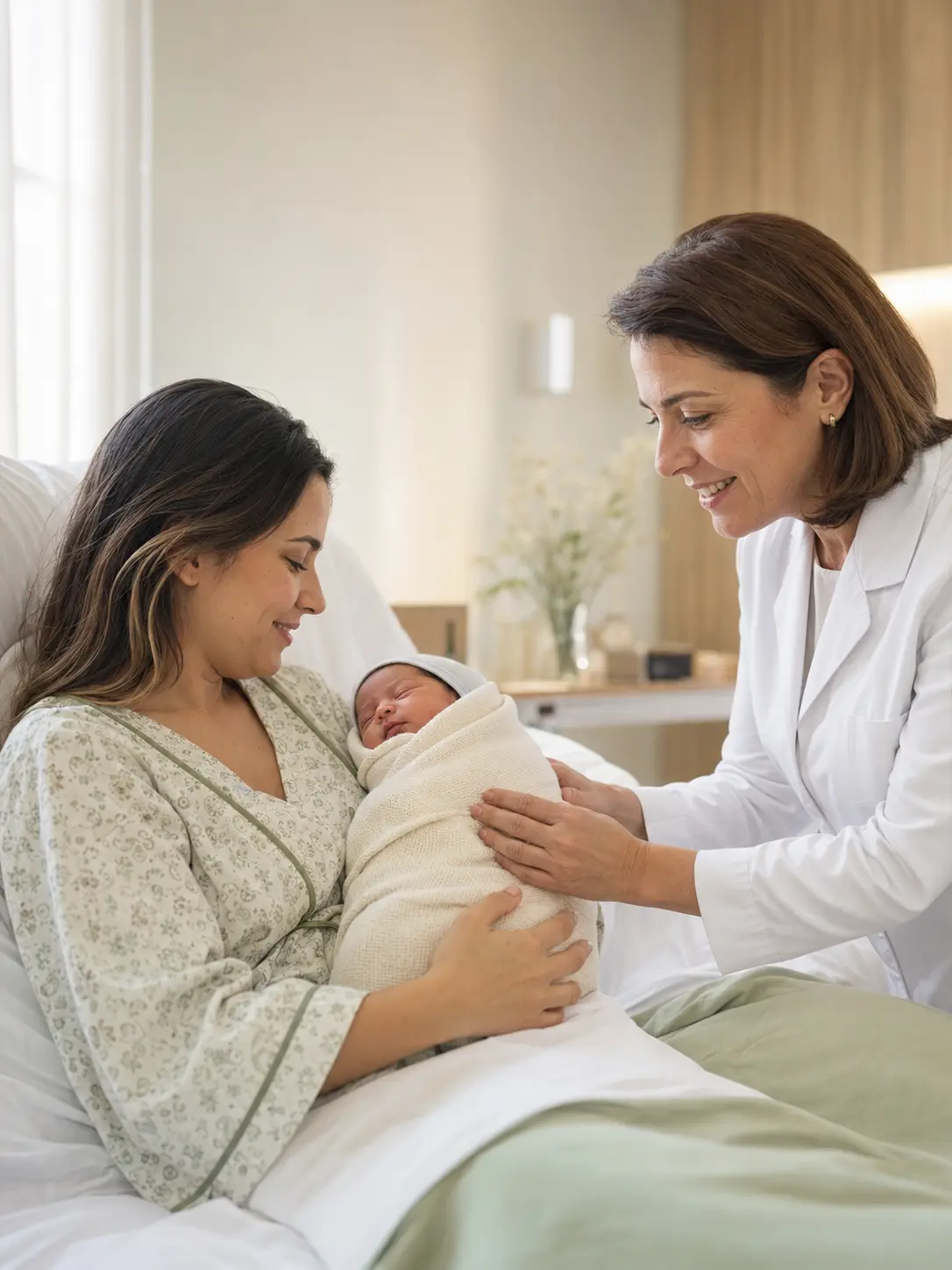 Pediatra acompanhando bebê recém-nascido